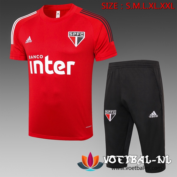 Sao Paulo FC Trainingsshirt + Broek 3/4 Rood 2020/2021