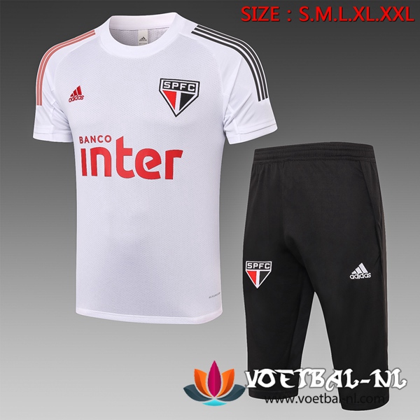 Sao Paulo FC Trainingsshirt + Broek 3/4 Wit 2020/2021
