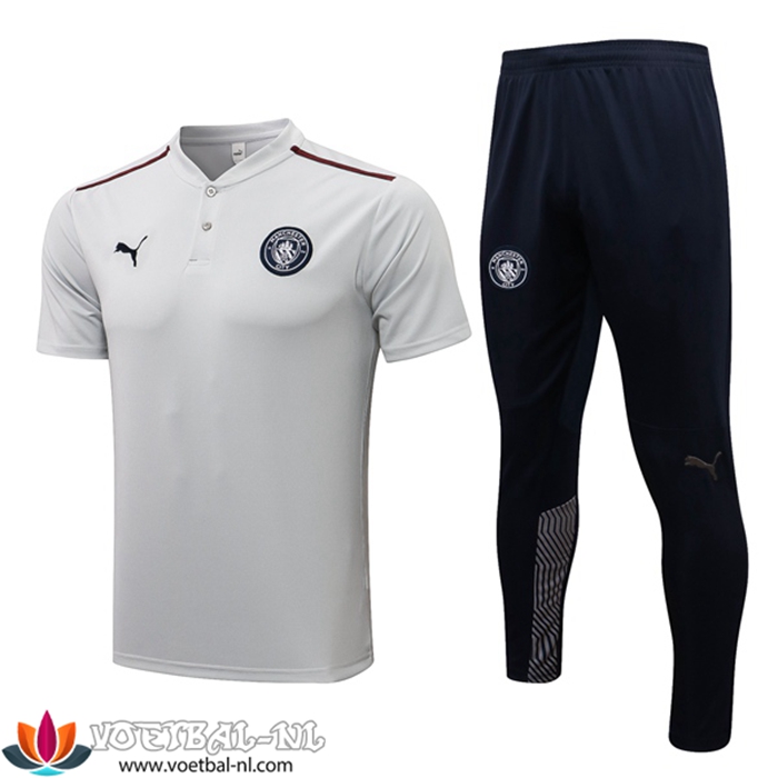 Manchester City Polo Shirt + Broek Grijs/Zwart 2021/2022