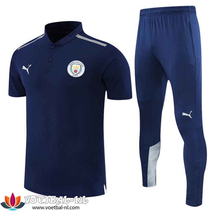Manchester City Polo Shirt + Broek Grijs/Marineblauw 2021/2022