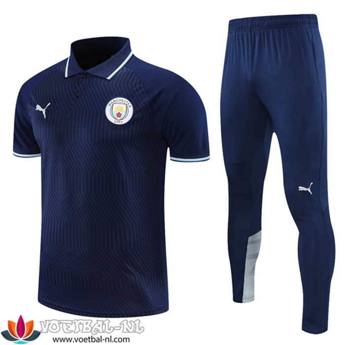 Manchester City Polo Shirt + Broek Marineblauw 2021/2022