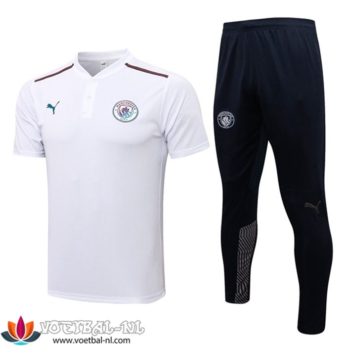 Manchester City Polo Shirt + Broek Wit 2021/2022