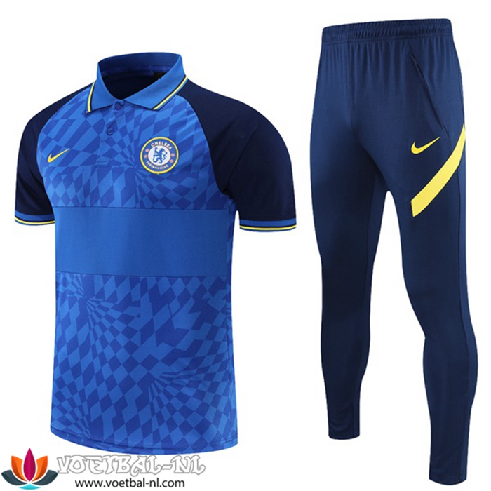 FC Chelsea Polo Shirt + Broek Blauw/Zwart 2021/2022