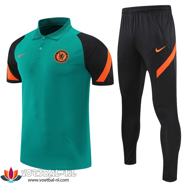 FC Chelsea Polo Shirt + Broek Zwart/Groen 2021/2022