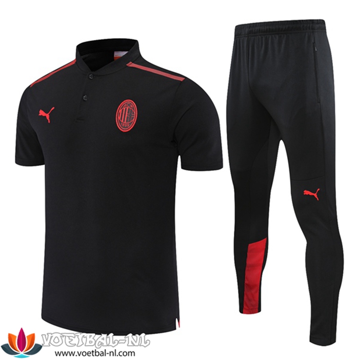 AC Milan Polo Shirt + Broek Zwart/Rood 2021/2022 -01