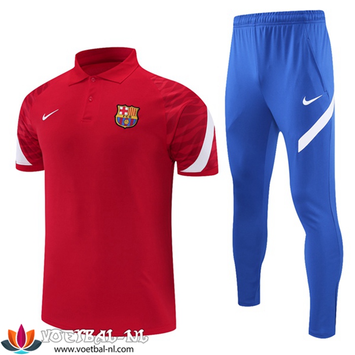 FC Barcelona Polo Shirt + Broek Wit/Rood 2021/2022