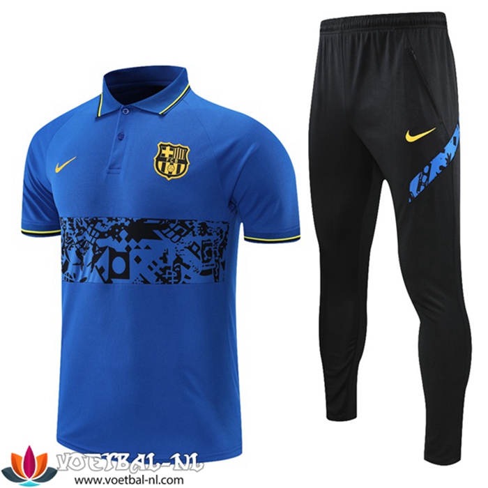 FC Barcelona Polo Shirt + Broek Zwart/Blauw 2021/2022 -01