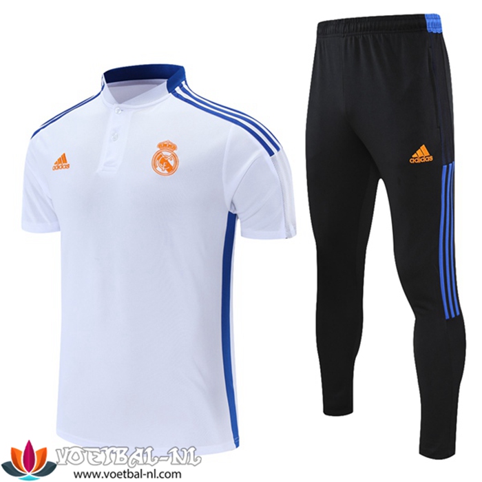 Real Madrid Polo Shirt + Broek Wit/Blauw 2021/2022
