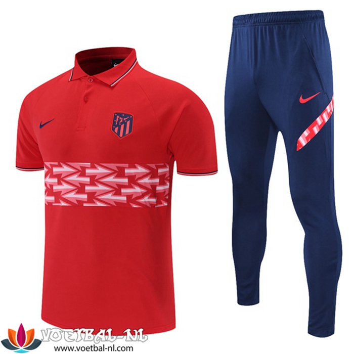 Atletico Madrid Polo Shirt + Broek Wit/Rood 2021/2022