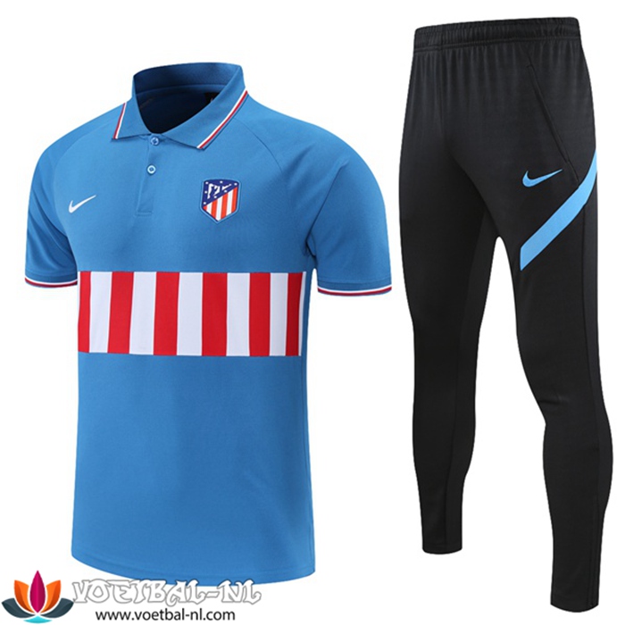 Atletico Madrid Polo Shirt + Broek Blauw/Rood/Wit 2021/2022