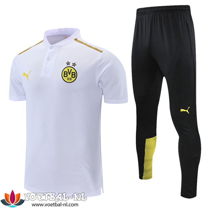 Dortmund BVB Polo Shirt + Broek Wit/Geel 2021/2022