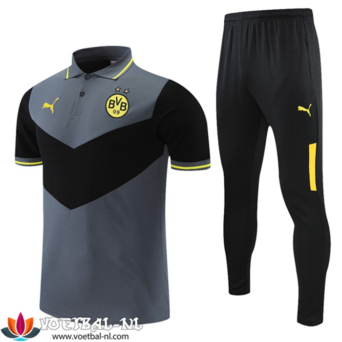 Dortmund BVB Polo Shirt + Broek Zwart/Grijs 2021/2022