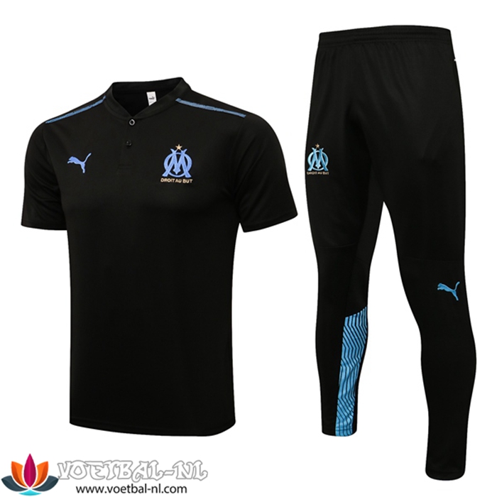 Marseille OM Polo Shirt + Broek Zwart/Blauw 2021/2022 -01