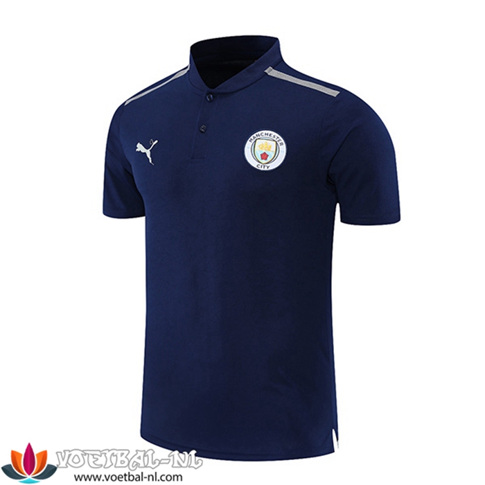 Manchester City Polo Shirt Grijs/Marineblauw 2021/2022