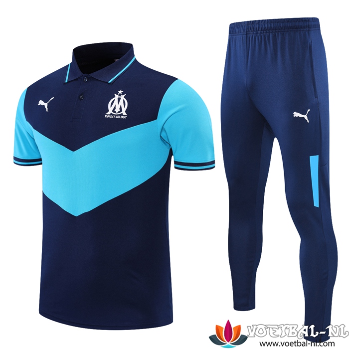 Marseille OM Polo Shirt + Broek MarineBlauww/Blauw 2021/2022