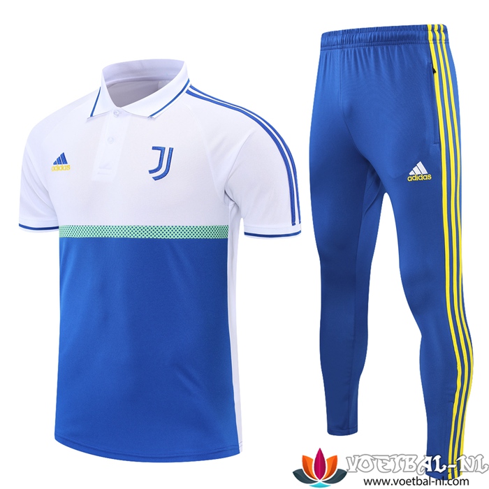 Juventus Polo Shirt + Broek Wit/Blauw 2021/2022