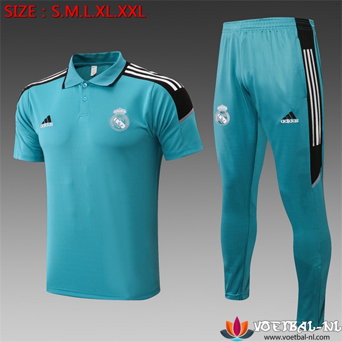 Real Madrid Polo Shirt + Broek Blauw 2022/2023