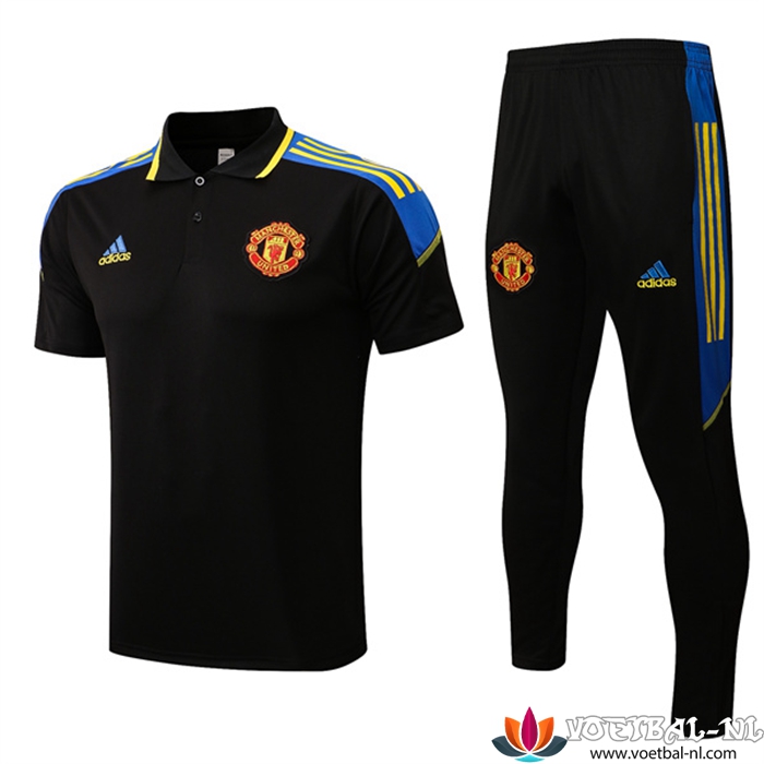 Manchester United Polo Shirt + Broek Zwart 2022/2023