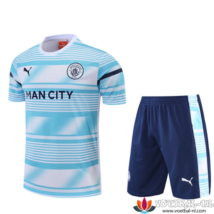 Manchester City Trainingsshirt +Shorts Blauw/Wit 2022/2023