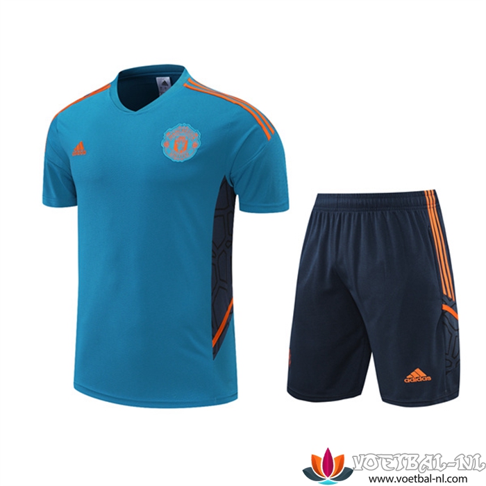 Manchester United Trainingsshirt +Shorts Blauw 2022/2023