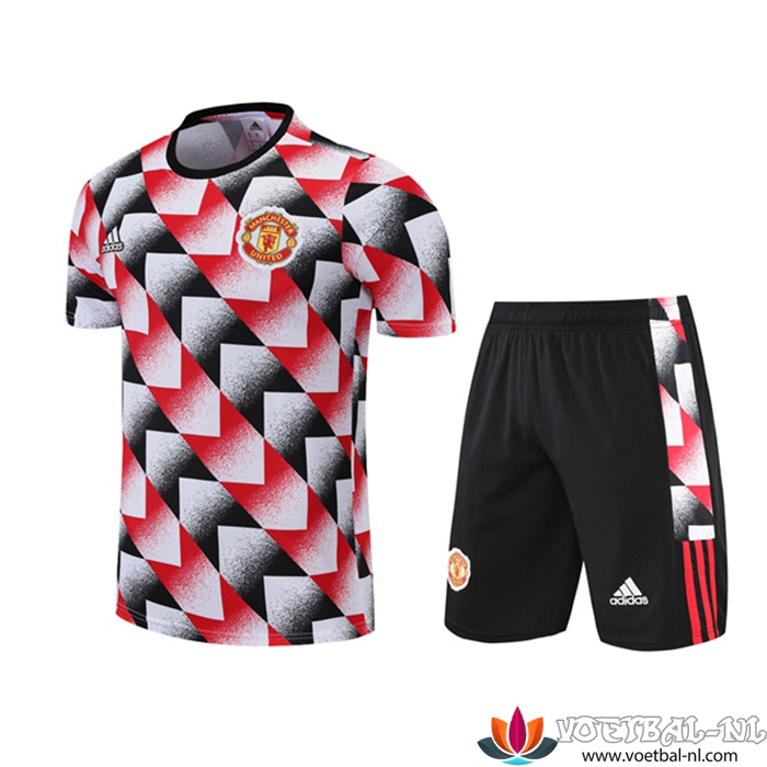 Manchester United Trainingsshirt +Shorts Zwart/Rood 2022/2023