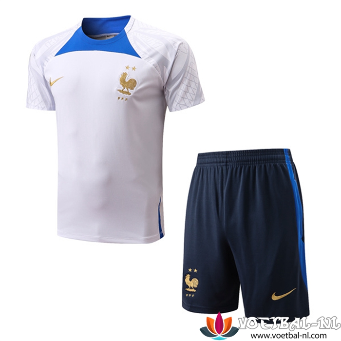 Frankrijk Trainingsshirt + Shorts Wit 2022/2023
