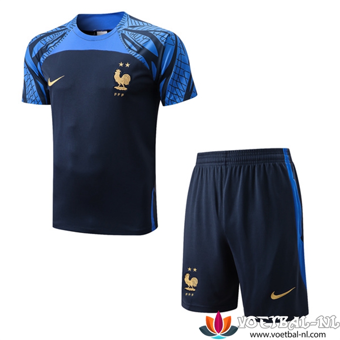Frankrijk Trainingsshirt + Shorts marineblauw 2022/2023