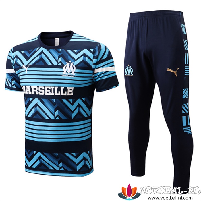 Marseille OM Trainingsshirt + Broek Blauw/Zwart 2022/2023