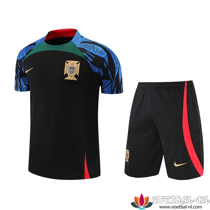 Portugal Trainingsshirt + Shorts Zwart/Blauw 2022/2023