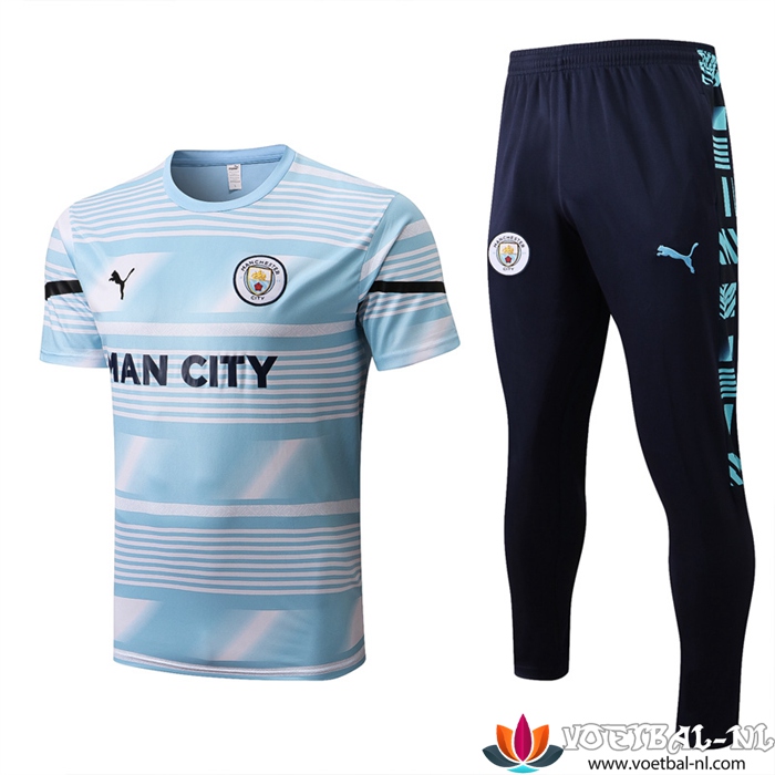 Manchester City Trainingsshirt + Broek Blauw/Wit 2022/2023