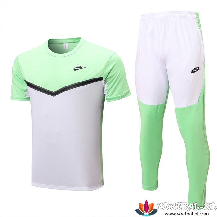 Nike Trainingsshirt + Broek Groente/Wit 2022/2023
