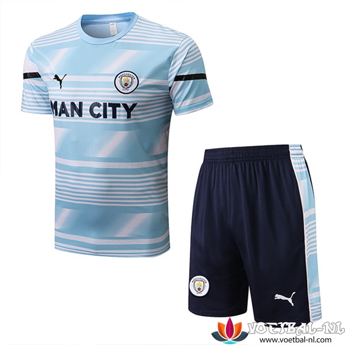 Manchester City Trainingsshirt + Shorts Blauw 2022/2023