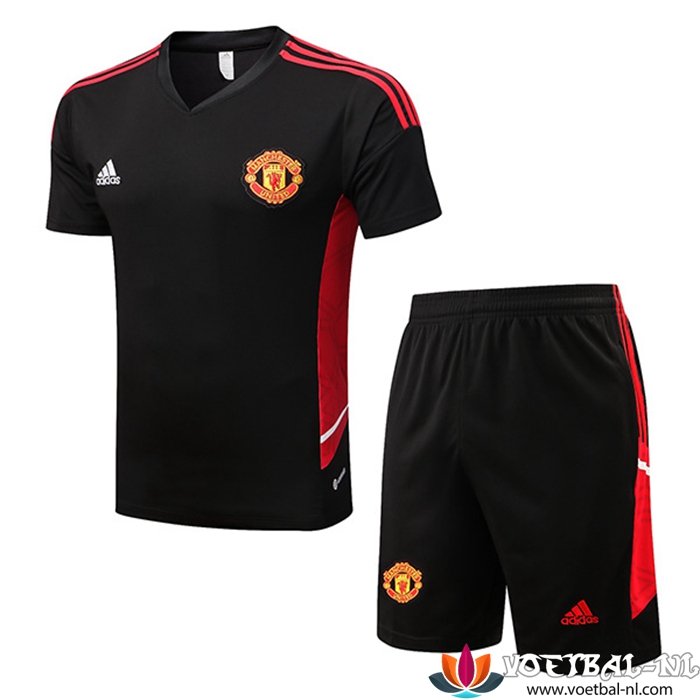 Manchester United Trainingsshirt + Shorts Zwart 2022/2023