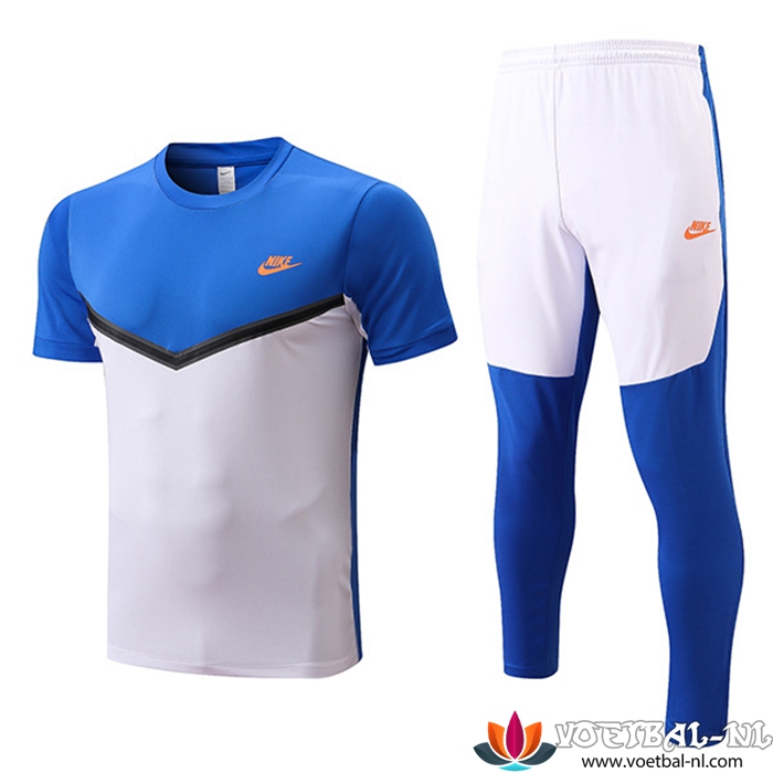 Nike Trainingsshirt + Broek Wit/Blauw 2022/2023