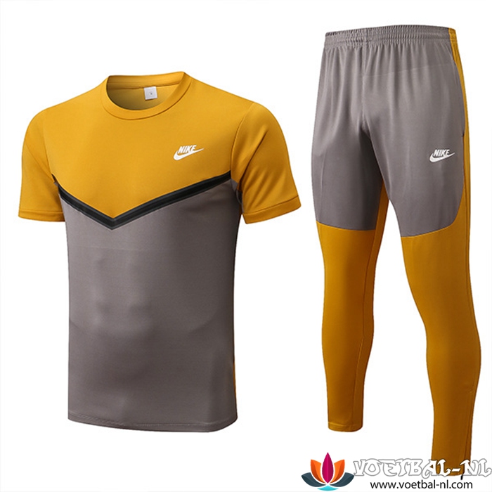 Nike Trainingsshirt + Broek Grijs/Geel 2022/2023