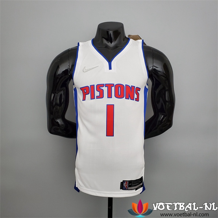 Detroit Pistons (Iverson #1) NBA shirts Wit 75th Anniversary
