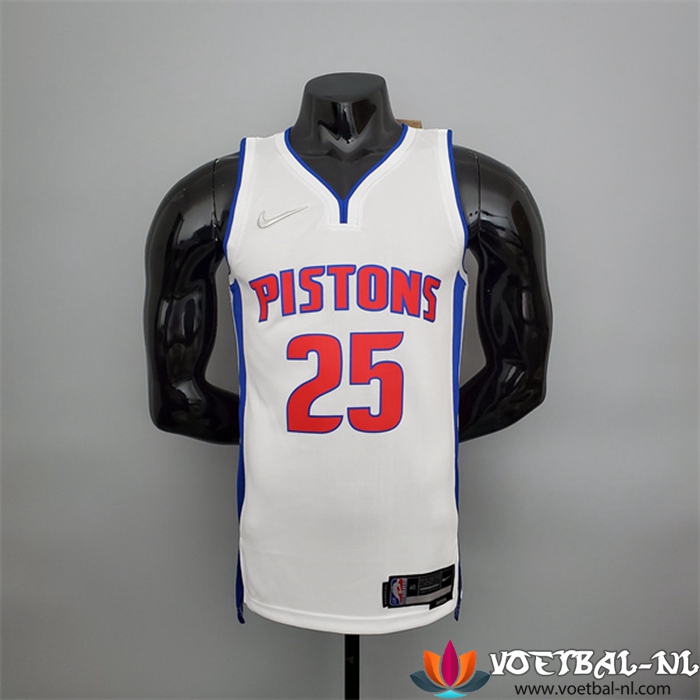 Detroit Pistons (Roos #25) NBA shirts Wit 75th Anniversary