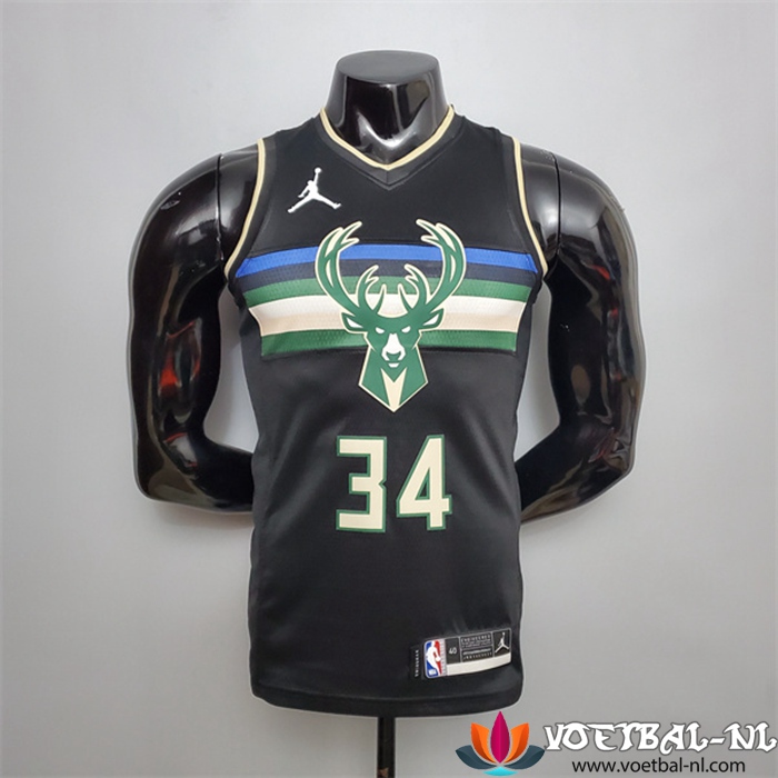Nieuwe Milwaukee Bucks (Antetokounmpo #34) NBA shirts Zwart Jordan Theme Edition