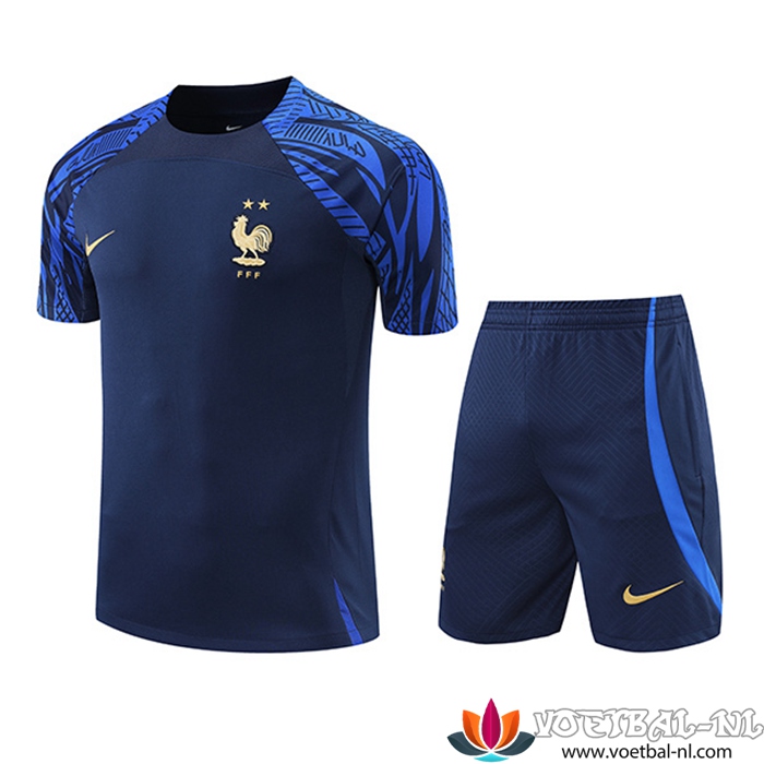 Frankrijk Trainingsshirt + Shorts marineblauw 2022/2023