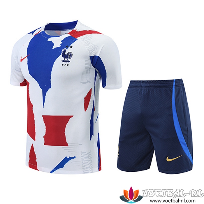 Frankrijk Trainingsshirt + Shorts Rood/Zwart/Wit 2022/2023