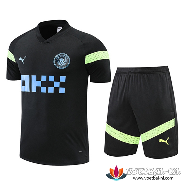 Trainingsshirt+ Shorts Manchester City Zwart 2022/2023
