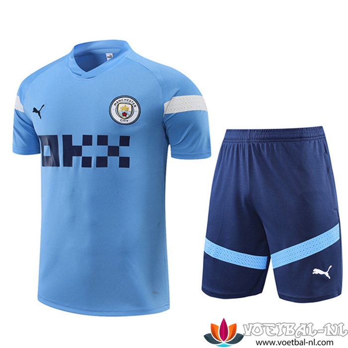 Trainingsshirt+ Shorts Manchester City Blauw 2022/2023