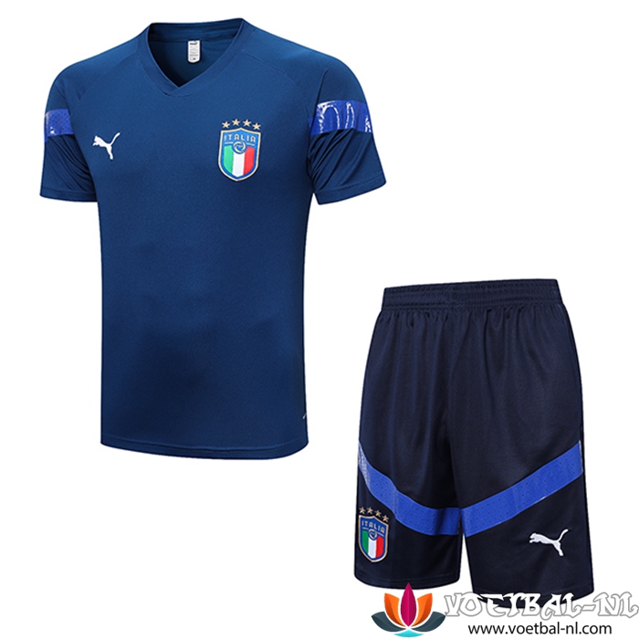 Italië Trainingsshirt + Shorts marineblauw 2023/2023